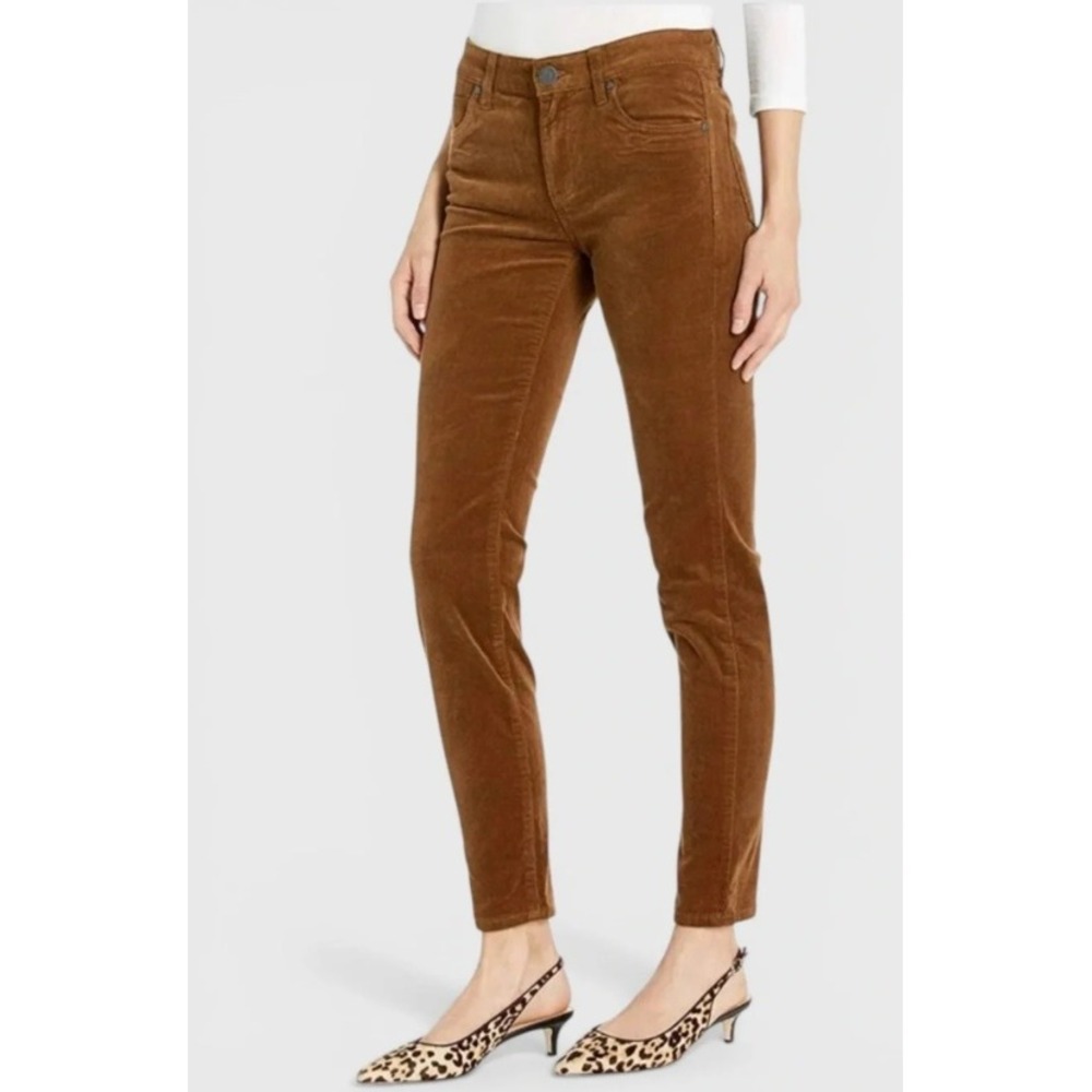 Kut Diana Fab AB Skinny Brown Micro Corduroy Straight Leg Preppy Casual 8